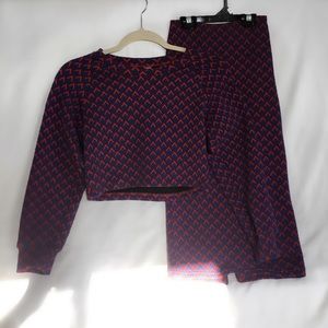 Cropped Long Sleeve Top with Matching Pencil Skirt